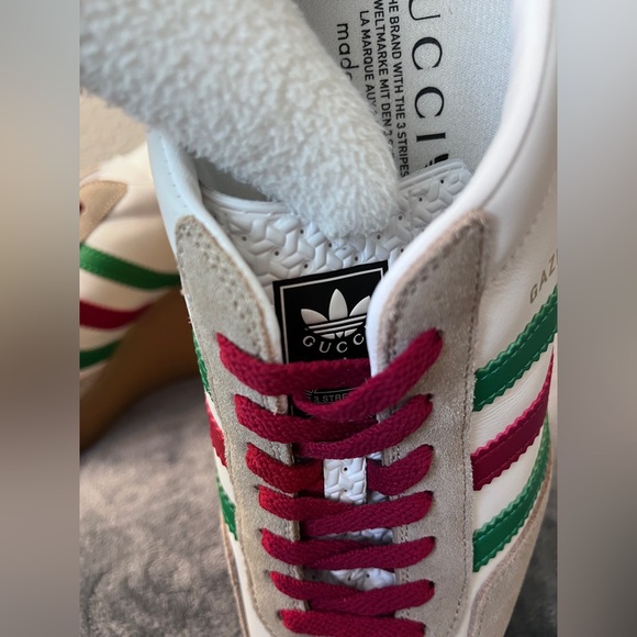 BRAND NEW Gucci X Adidas White Suede/Leather Gazelle Wedge Sneaker Size 41+ 11.5 - Picture 9 of 10